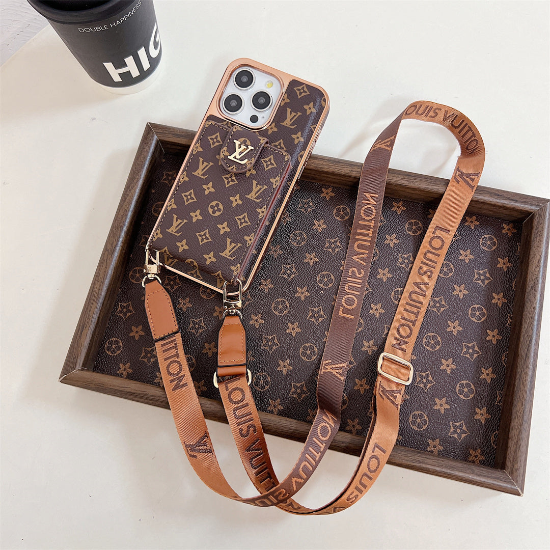 CARD BROWN PHONE CASE CROSSBODY FOR IPHONE