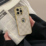 High Quality Gucci Electroplated Frame Ophidia GG Leather Apple iPhone Case