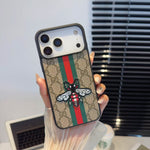 GG Bee or Snake Motif Leather Case for iPhone 12-18 Pro & Pro Max