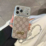 Luxury Case With Rhinestone Picture Frame And Snowflake Beaded Wrist Strap For iPhone