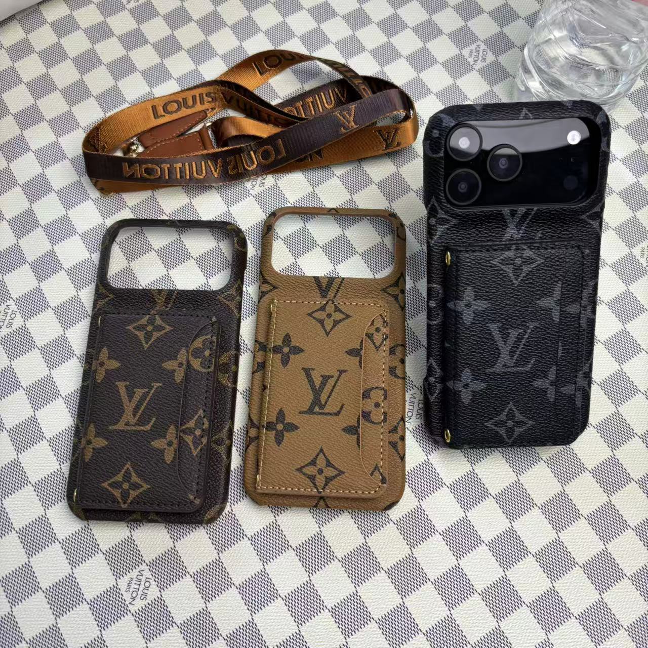 Monogram LV Leather Phone Case For iPhone 17 / 16 / 15 / 14