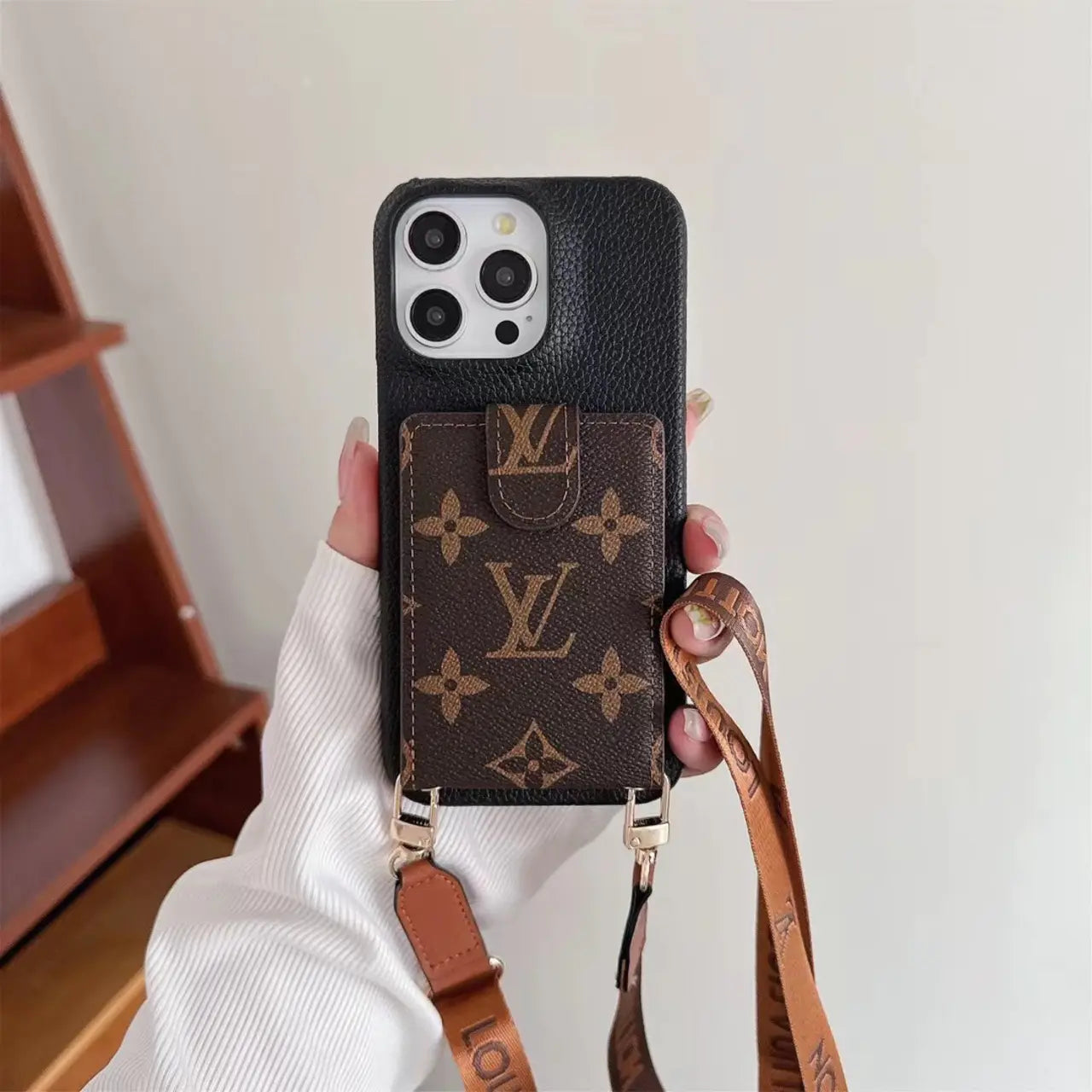 Louis Vuitton iPhone Case Card Holder Detachable Lanyard