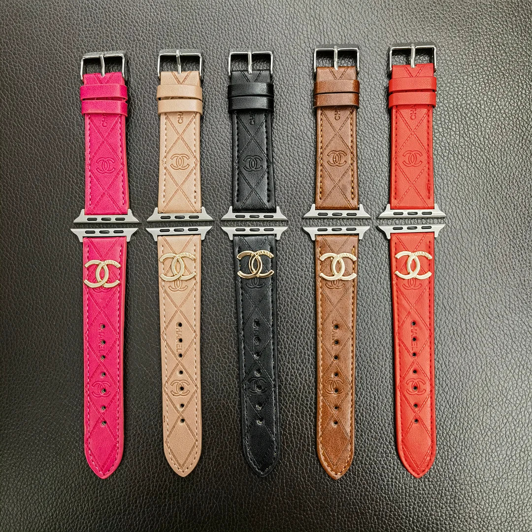 Chanel Gold Monogram 3D Embossed Leather Apple Watch Strap