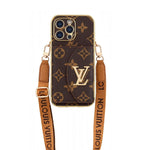Luxury Crossbody Wallet iPhone Case | Designer Logo Card Holder with Adjustable Lanyard