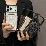 Luxury Inspired Phone Case with Card Holder For iPhone 12-17