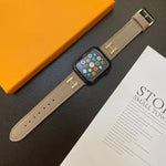 Hermes H Genuine Lychee Pattern Leather Apple Watch Strap