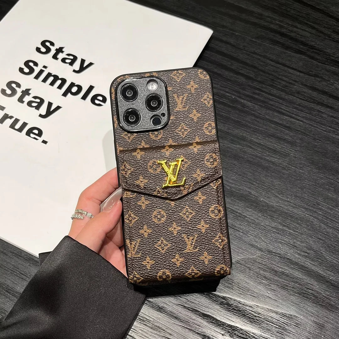 Louis Vuitton  Card Holder Canvas Leather Apple iPhone Case