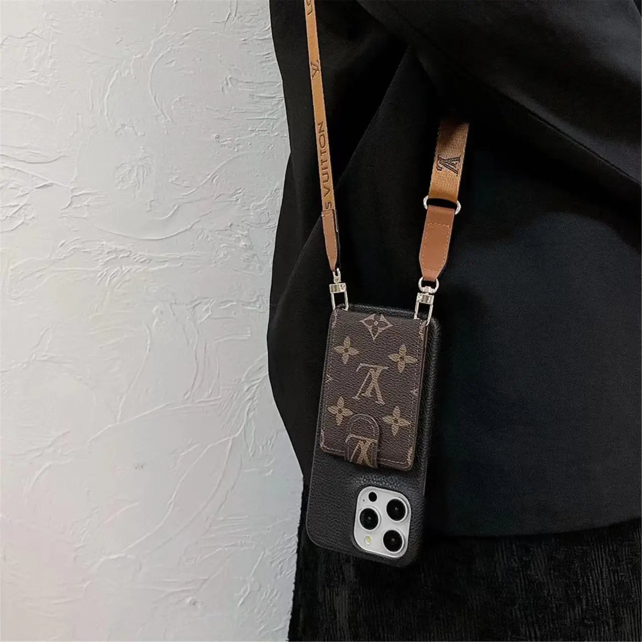 Louis Vuitton iPhone Case Card Holder Detachable Lanyard