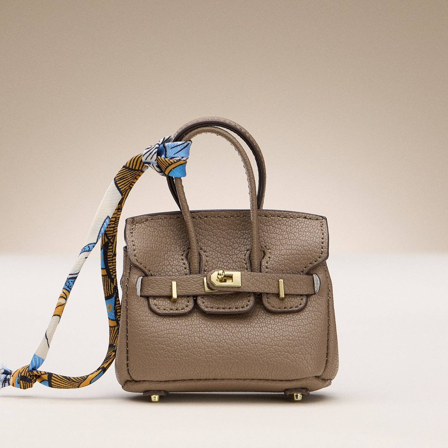 Mini Birkin Faux Leather Bag For Airpods Charm with Scarf Detail Roxy New