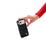 CHN Quilted Caviar Leather Case with Metal CC Emblem