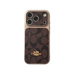 Premium Embossed Leather Phone Case with Gold Emblem For iPhone 13-17 with Gold Logo