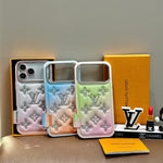Gradient Crystal Monogram Leather Phone Case For iPhone 13-17