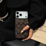 Luxury Leather Case Coach Card Holder For iPhone 17 / 16 / 15 / 14