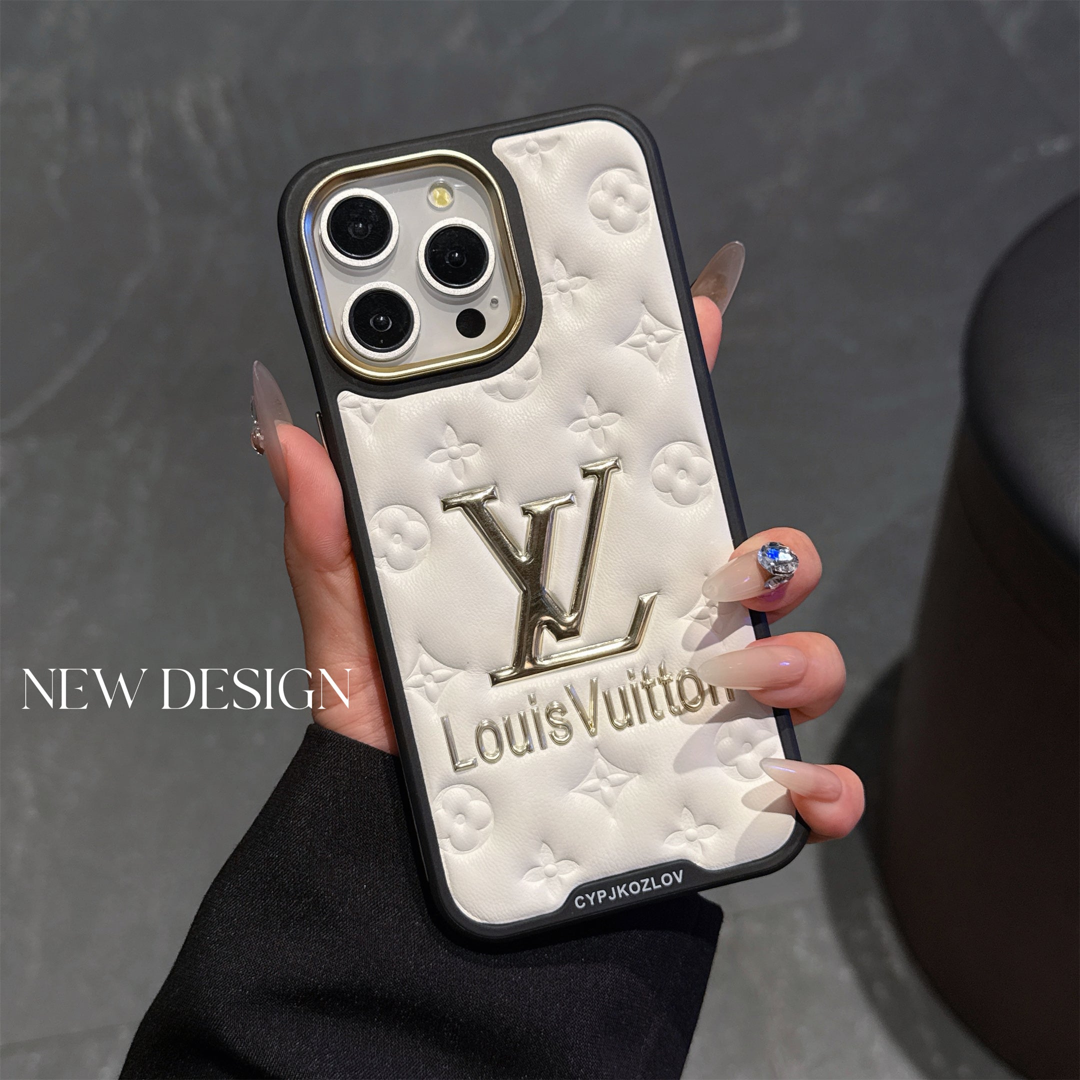 Finest LV Electroplated Classic Monogram Embossed Leather Apple iPhone Case