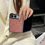 Luxury Dior Oblique Embossed Leather Foldable iPhone Duo Case
