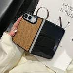 Luxury Dior Oblique Embossed Leather Foldable iPhone Duo Case
