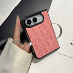 Luxury Dior Oblique Embossed Leather Foldable iPhone Duo Case