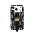 Luxury Case with Adjustable Gold-Tone Hand Strap For iPhone 12-17 Series