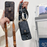 Monogram Canvas Leather Button Card Holder Crossbody iPhone Case Roxy New 2