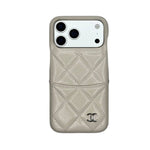 CHN Quilted Caviar Leather Case with Metal CC Emblem