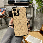 3D LV Monogram Embossed Leather  Case for ipHone 15 series