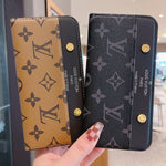 Luxury Flip Monogram Canvas Rivet Leather Case For iPhone