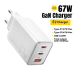 USB C Charger 67W, GaN 2 Port Compact Fast Wall Charger for iPhone 16 To 11