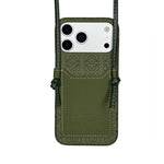 LW Monogram Embossed Leather Wallet Case with Knotted Crossbody Strap for iPhone 12-18 Pro & Pro Max