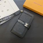 Premium Genuine Leather LV Monogram Canvas Wallet Card Holder Case Samsung Galaxy