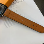 Hermes H Genuine Lychee Pattern Leather Apple Watch Strap