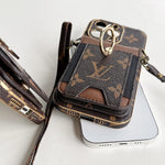 CROSSBODY CARD HOLDER MONOGRAM LEATHER APPLE PHONE CASE