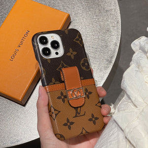 LV Canvas Leather Monogram Security Button For iPhone