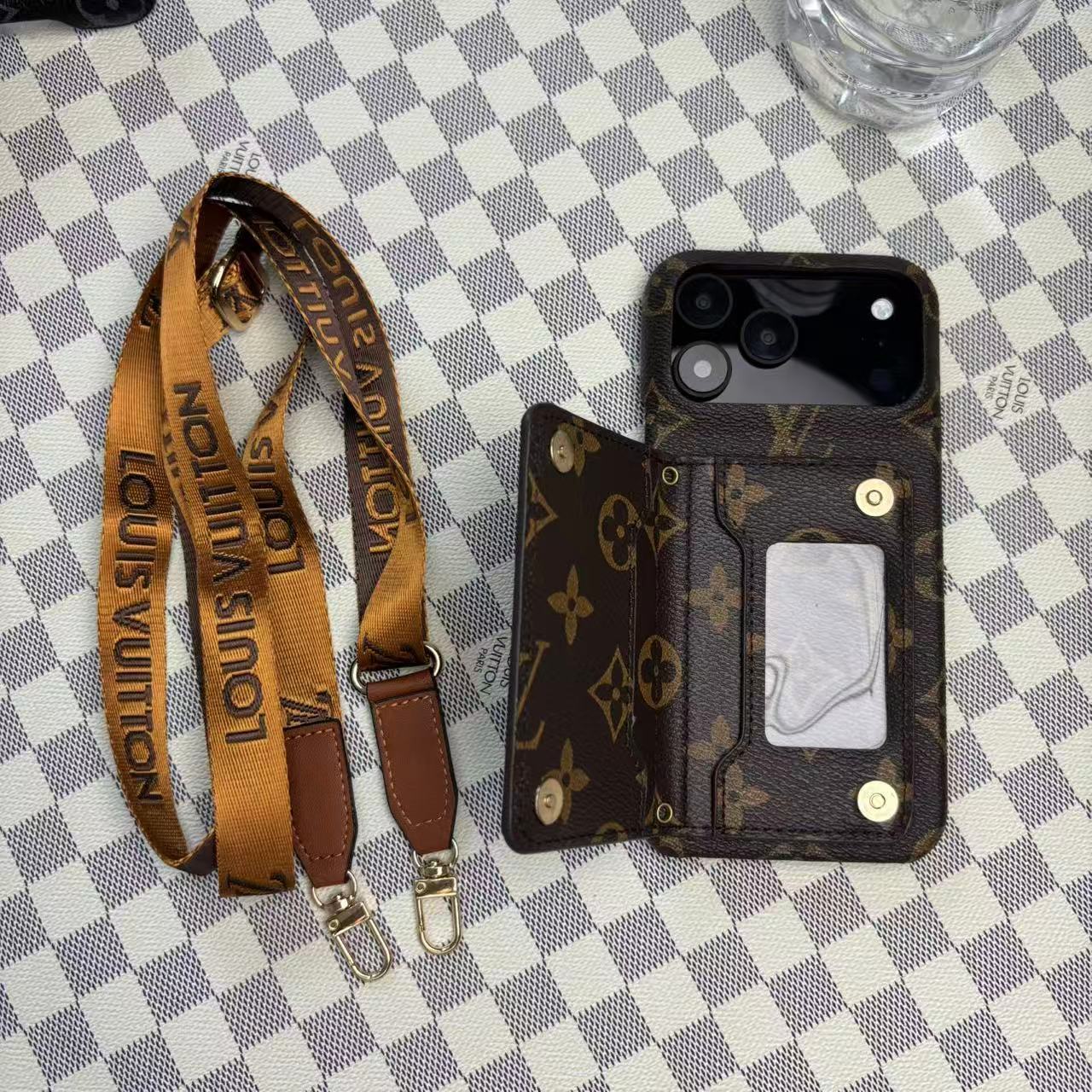 Monogram LV Leather Phone Case For iPhone 17 / 16 / 15 / 14
