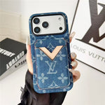 Lv Leather Card Holder Phone Case For iPhone 13-18 Pro & Pro Max