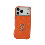 Premium Monogram Embossed Orange – Crystal Logo Edition For iPhone 12-18 Pro & Pro Max