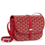 Luxury Goyardine canvas saddle crossbody bag in red