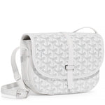 Luxury Goyardine canvas saddle crossbody bag in white