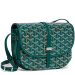 Luxury Goyardine canvas saddle crossbody bag in green