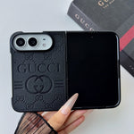 Luxury GG Monogram Canvas Foldable Case for iPhone Duo