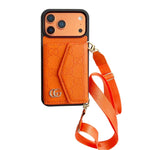 Luxury Plain Leather Crossbody Wallet Case For iPhone 12-17