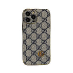 GG Supreme Navy Monogram Leather Case for iPhone 13-18 Pro & Pro Max