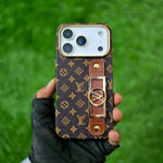 Louis Vuitton Style Monogram iPhone Case with Leather Strap for iPhone 12-17