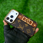 Louis Vuitton Style Monogram iPhone Case with Leather Strap for iPhone 12-17