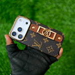 Louis Vuitton Style Monogram iPhone Case with Leather Strap for iPhone 12-17