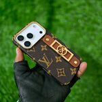 Louis Vuitton Style Monogram iPhone Case with Leather Strap for iPhone 12-17