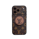 Luxury Monogram Leather Magsafe Phone Case Stand Function for iPhone 13-17 Series
