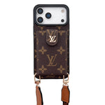Luxury Leather Card Holder Case Crossbody for iPhone 12-17