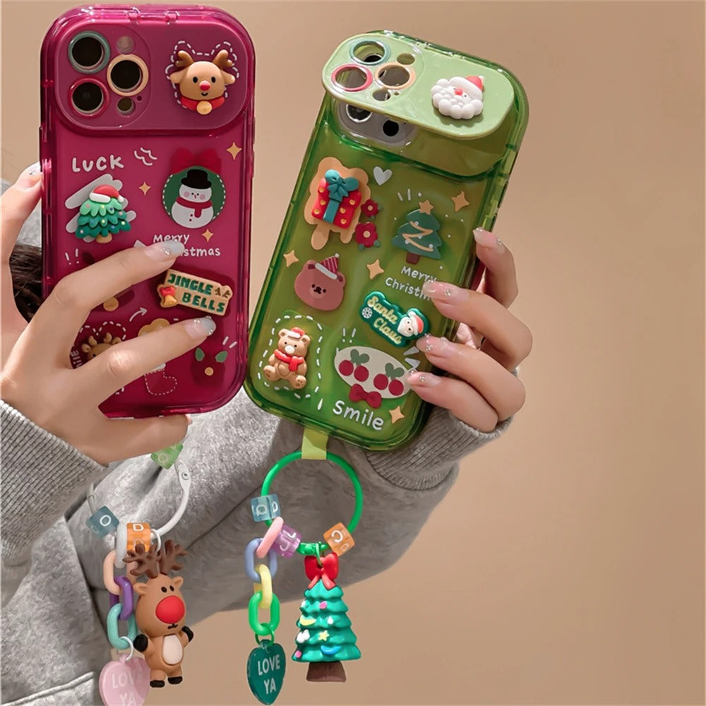 Cute Cartoon  Elk Pendant Case For iPhone 16 15 14