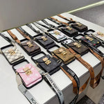 Premium Leather Monogram iPhone Case With Wallet And Crossbody Strap