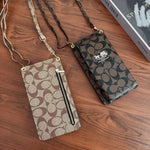 Luxury Coach Monogram Multi-Pocket Crossbody Phone Bag